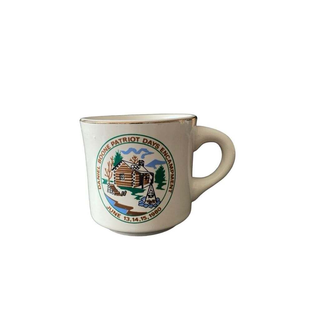 Vintage Boy Scouts Scout Daniel Boone Patriot Days Encampment June 1980 Mug